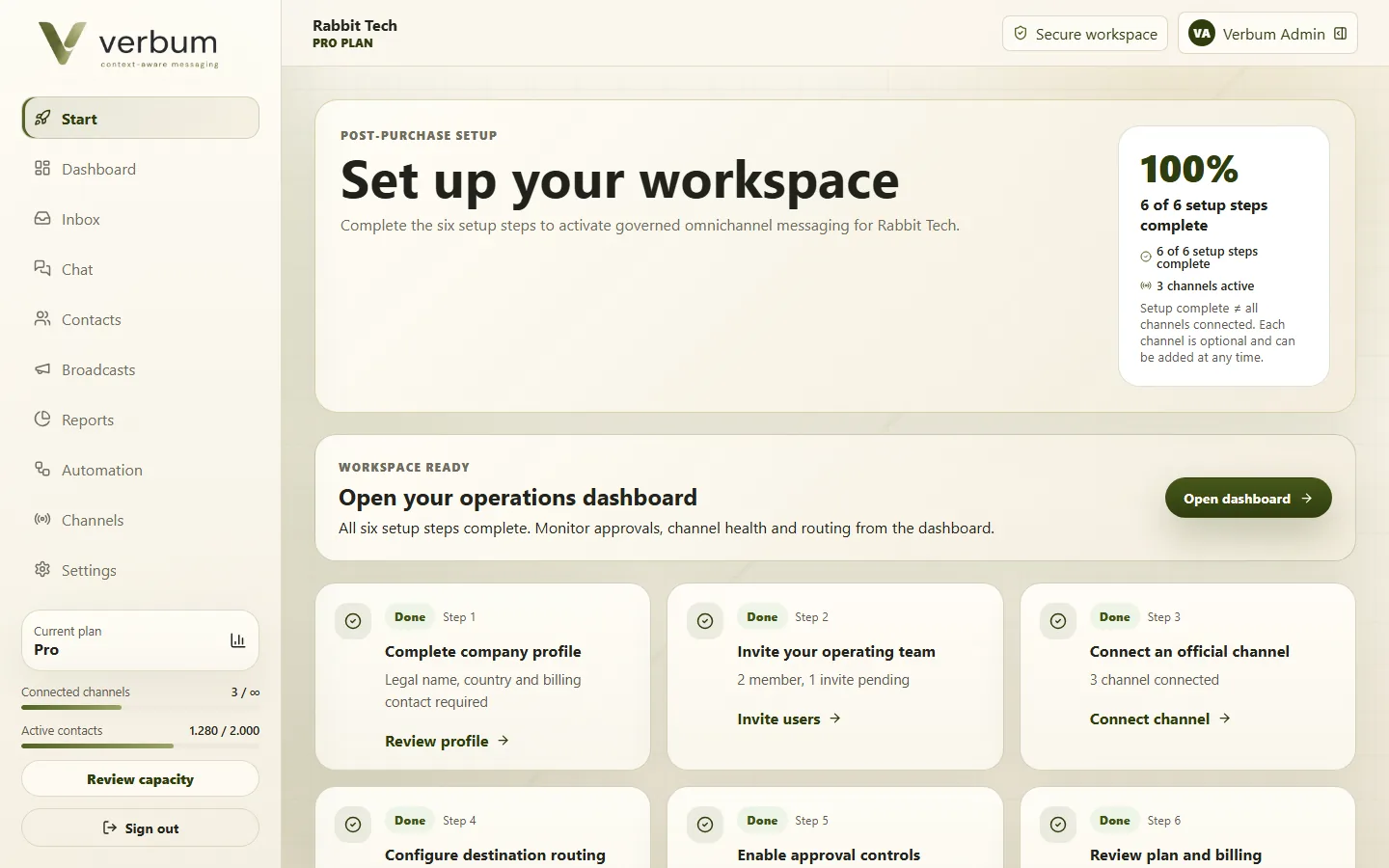 Verbum console approval workflow screen showing review state.